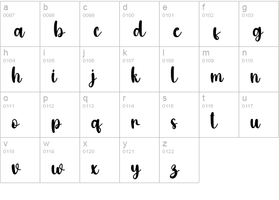 Body lowercase a-z preview
