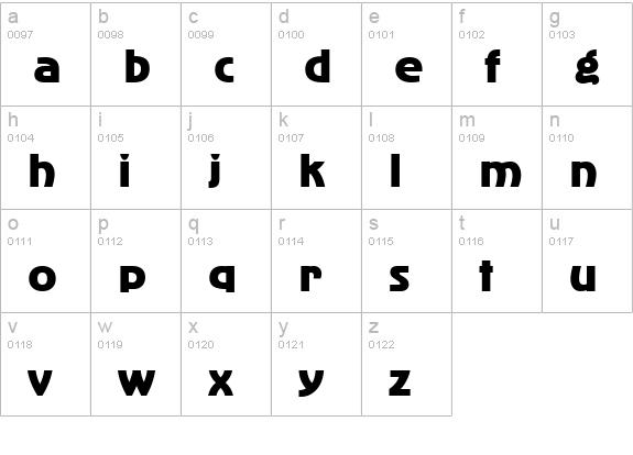 Bold lowercase a-z preview