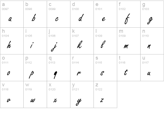 Boldstylescript lowercase a-z preview