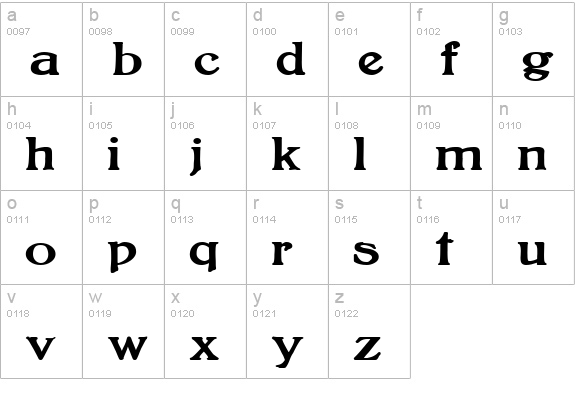 BoltonBold lowercase a-z preview
