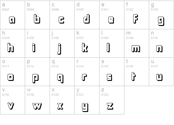 Bonk Offset lowercase a-z preview