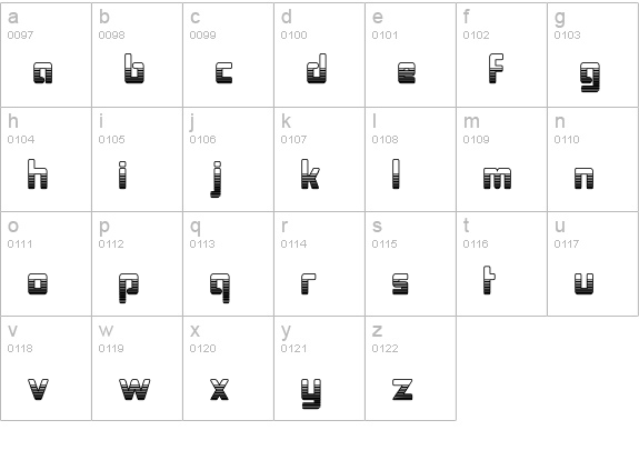 Bonk Outercut lowercase a-z preview