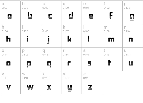 Bonk Undercut lowercase a-z preview