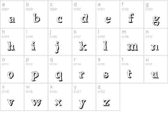 BONKERS - shadow lowercase a-z preview