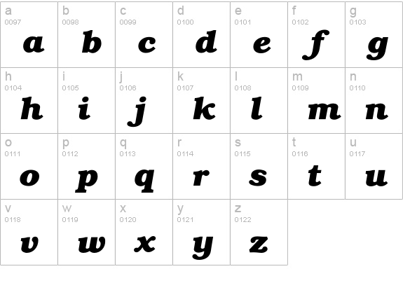 BookmanBoldItalic lowercase a-z preview