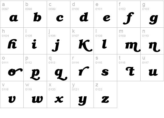 BookmanBoldSwashItalic lowercase a-z preview