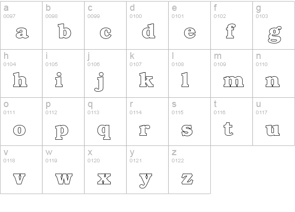 BookmanOutline lowercase a-z preview