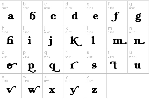 BookwomanSwash DemiSH lowercase a-z preview