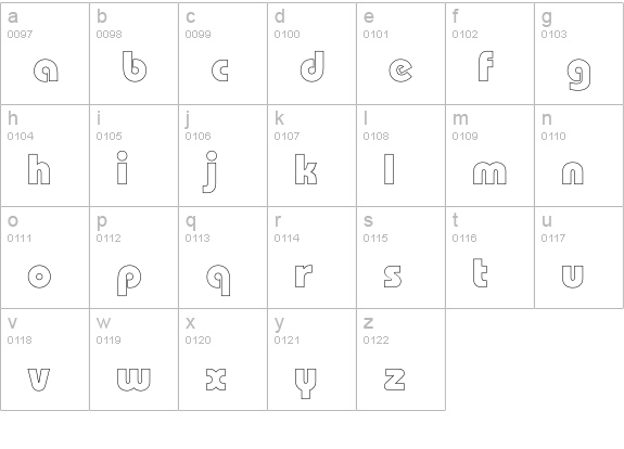 Bordeaux Black Hollow lowercase a-z preview