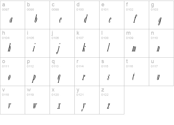 Bordeaux Italic Plain lowercase a-z preview