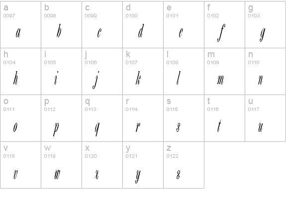 Bordeaux Script Plain lowercase a-z preview