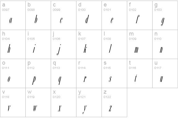 BordeauxICG-Italic lowercase a-z preview