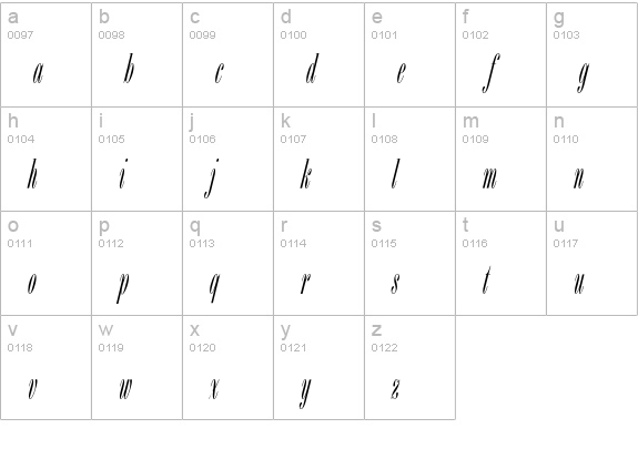 BordeauxICG-Script lowercase a-z preview