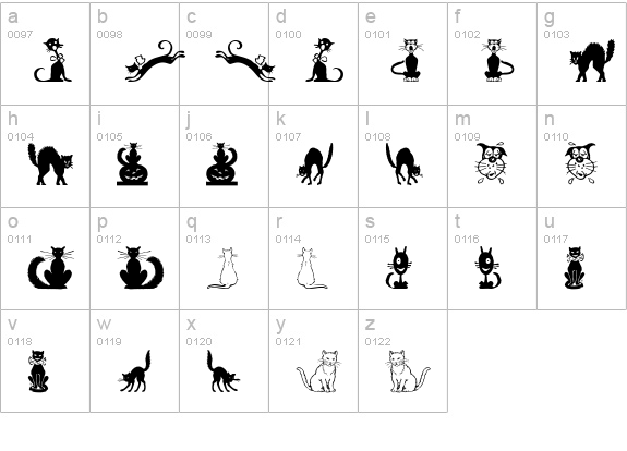 Border Cats lowercase a-z preview