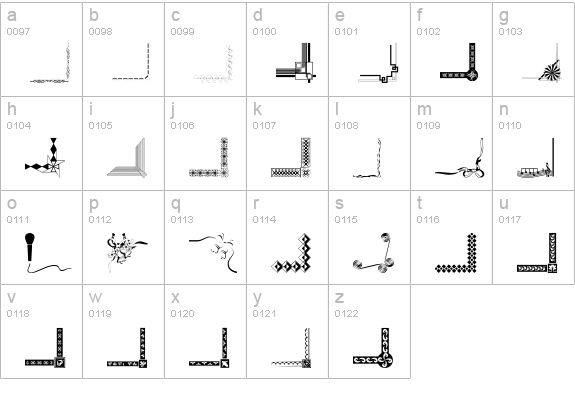 Border Corners lowercase a-z preview