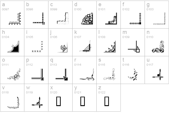 Border Corners 2 lowercase a-z preview