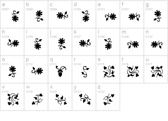 Borderbats-Fleur Regular lowercase a-z preview