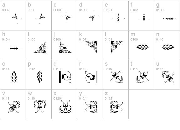 Borderbats Fleur2 lowercase a-z preview