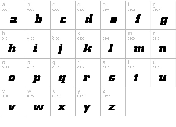Borghs-Extended Italic lowercase a-z preview
