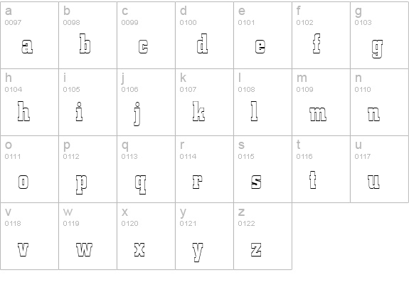 BorghsHollowCondensed Normal lowercase a-z preview