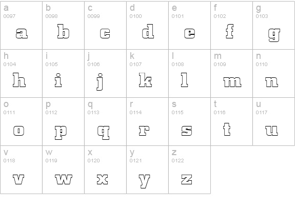 BorghsHollowExtended Normal lowercase a-z preview