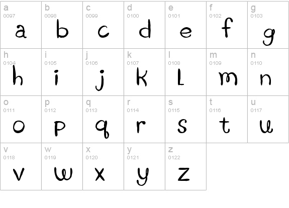 Boring Showers lowercase a-z preview
