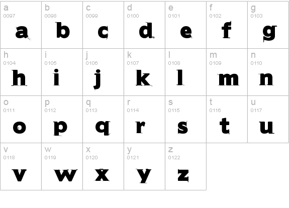BorisBlackBloxxDirty lowercase a-z preview