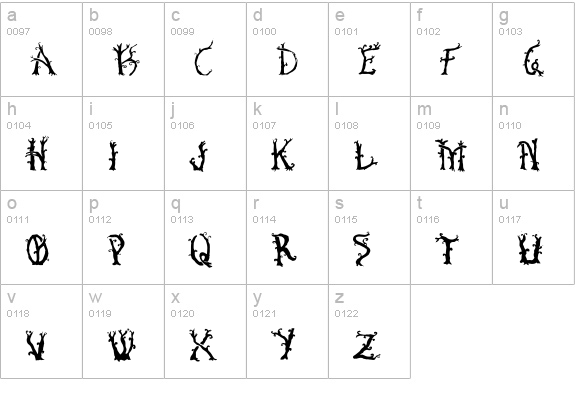 Bosque lowercase a-z preview