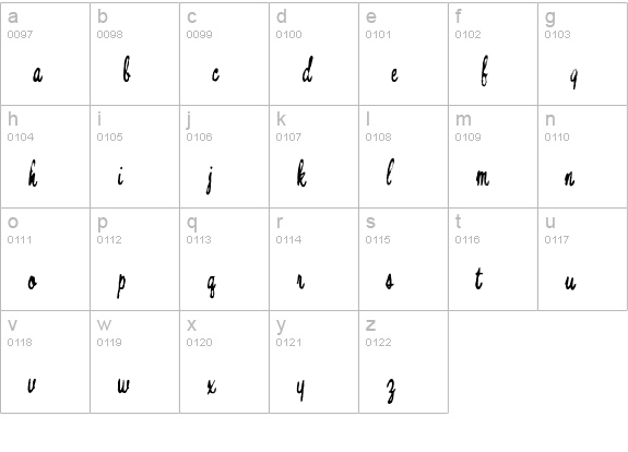 Bouffant lowercase a-z preview