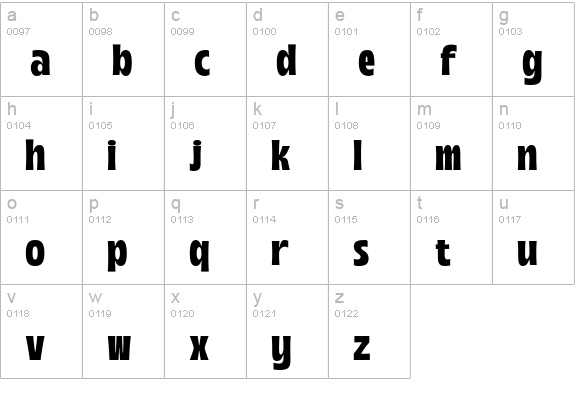 Boughy lowercase a-z preview