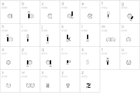 Boulons Tryout lowercase a-z preview