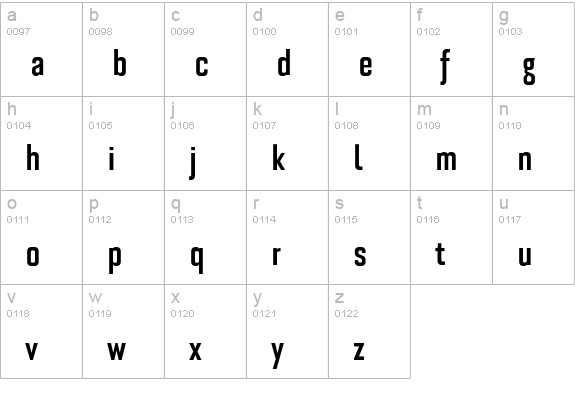 Bourgeois BoldCond lowercase a-z preview