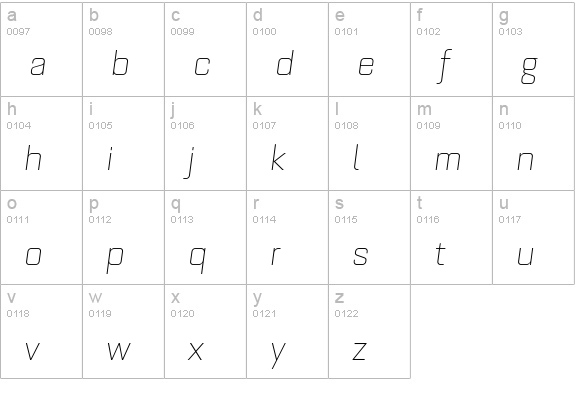 Bourgeois LightItal lowercase a-z preview