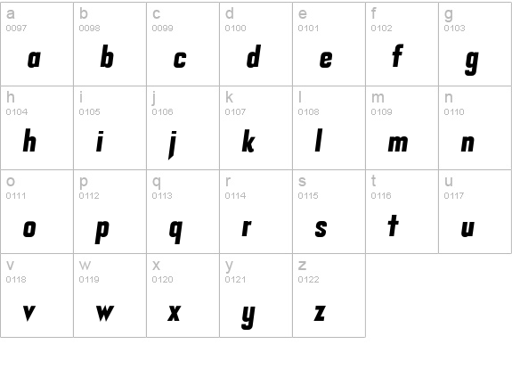 Bourgeois UltraCondItalAlt lowercase a-z preview