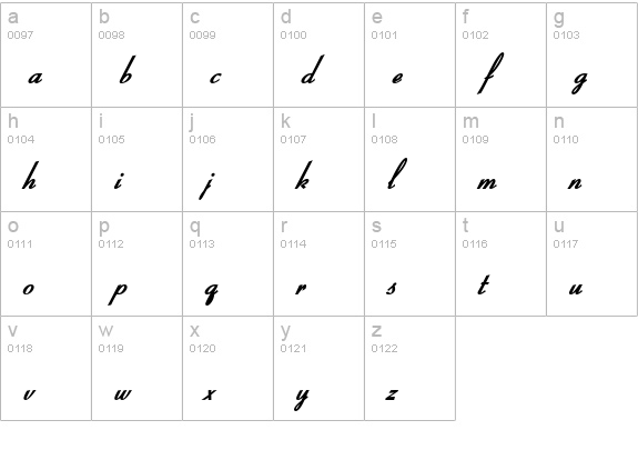 Bow Bold Italic lowercase a-z preview