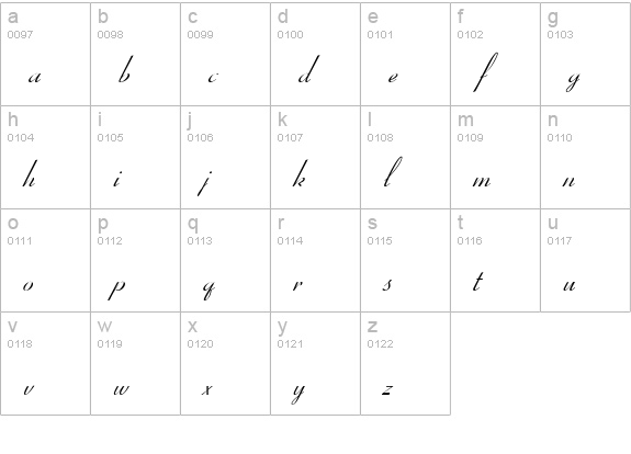 Bow Italic lowercase a-z preview