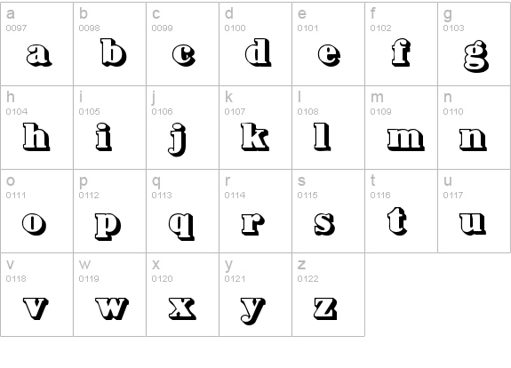 BowersShadow lowercase a-z preview
