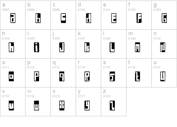 Box Font Negative lowercase a-z preview