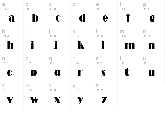 Brando Condensed Bold lowercase a-z preview