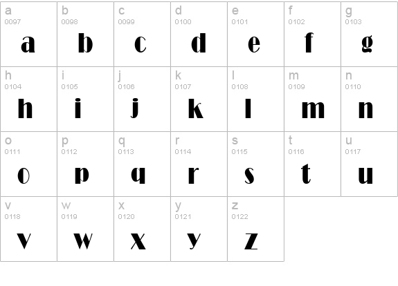 Brando Condensed Normal lowercase a-z preview