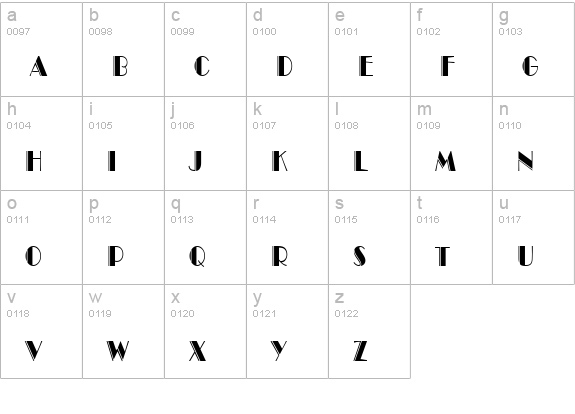 Brando Engraved Condensed Normal lowercase a-z preview
