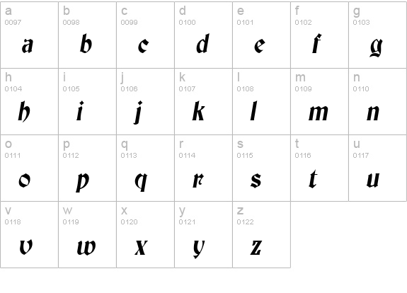 Brandywine-Condensed Italic lowercase a-z preview
