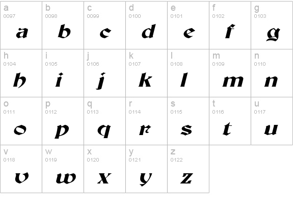 Brandywine-Extended Italic lowercase a-z preview