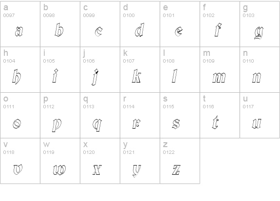 Brandywine-Hollow-Condensed Italic lowercase a-z preview