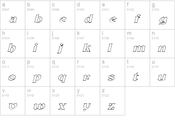 Brandywine-Hollow-Extended Italic lowercase a-z preview