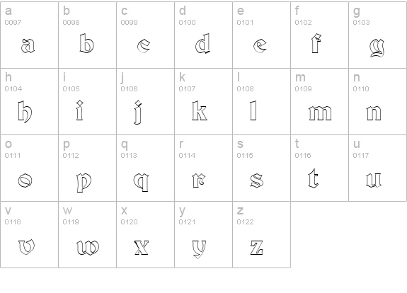 Brandywine-Hollow Normal lowercase a-z preview
