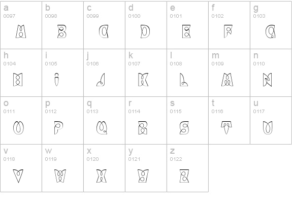 BrashCapsOutline lowercase a-z preview