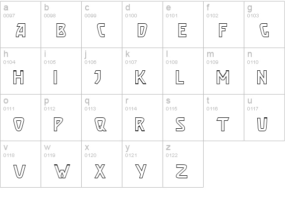 Brassett_Outline lowercase a-z preview