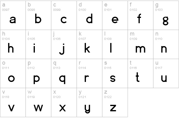 Brassfield Regular lowercase a-z preview