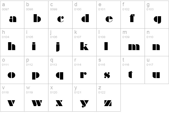Bravado Regular lowercase a-z preview